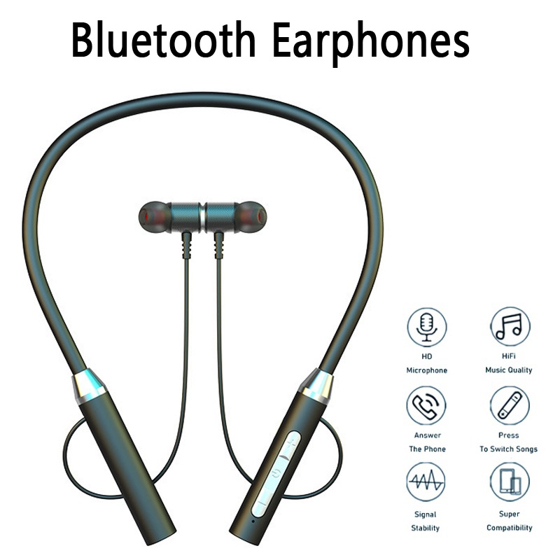 Magnetic Neckband Sports Earphones - Auricolari Bluetooth wireless 9D Cuffie con