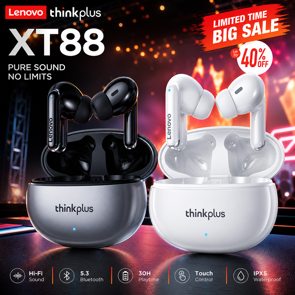 Tws Earbuds Bluetooth 5.3 - Auricolari wireless Lenovo XT88 TWS, Bluetooth