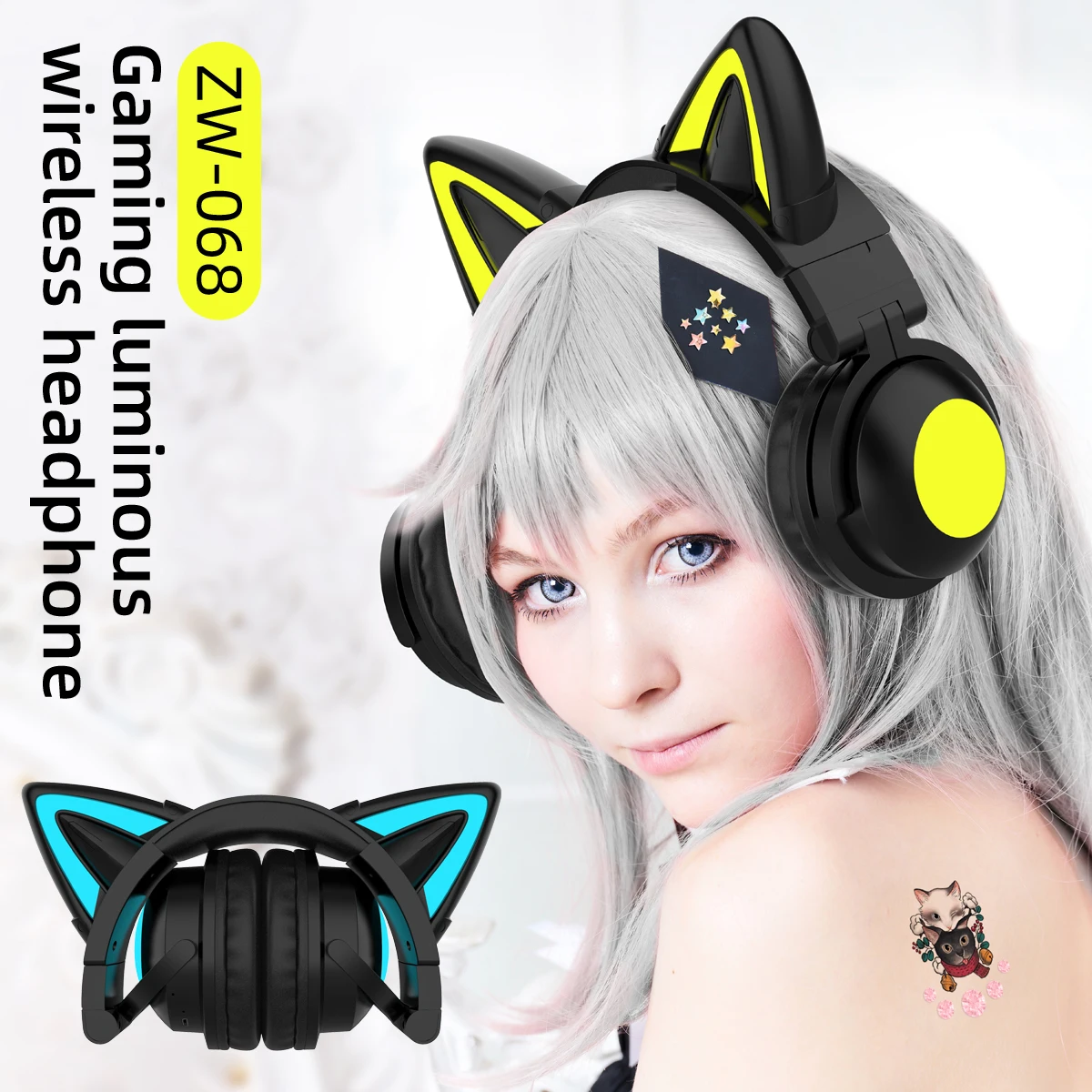 ZW068 Cuffie Bluetooth Luce LE - Cat Ear Bluetooth Headset Led recensione e prezzo